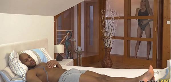  BLACK4K. Sexy stunner forgets about her husband and has interracial sex
